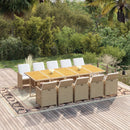 spisebordssæt til haven 11 dele med hynder polyrattan beige