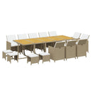 spisebordssæt til haven 15 dele med hynder polyrattan beige
