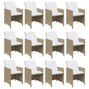 spisebordssæt til haven 13 dele med hynder polyrattan beige