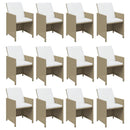 spisebordssæt til haven 13 dele med hynder polyrattan beige