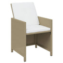 spisebordssæt til haven 13 dele med hynder polyrattan beige
