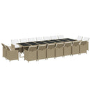 spisebordssæt til haven 19 dele med hynder polyrattan beige