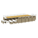 spisebordssæt til haven 19 dele med hynder polyrattan beige