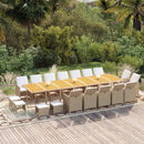 spisebordssæt til haven 19 dele med hynder polyrattan beige