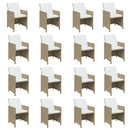 spisebordssæt til haven 21 dele med hynder polyrattan beige