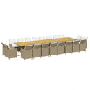 spisebordssæt til haven 21 dele med hynder polyrattan beige