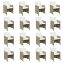 spisebordssæt til haven 21 dele med hynder polyrattan beige