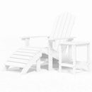 Adirondack-stol med fodskammel og bord HDPE hvid