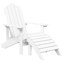 Adirondack-stol med fodskammel og bord HDPE hvid