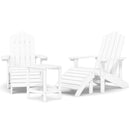 Adirondack-stole med fodskammel og bord HDPE hvid