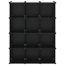 kubeformede opbevaringskasser 12 stk. PP sort