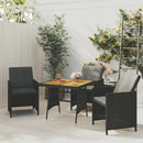 havebord 70x70x72 cm polyrattan og massivt akacietræ sort