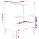 sengebord med metalben 40x30x50 cm grå sonoma-eg