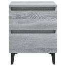 sengebord med metalben 40x35x50 cm grå sonoma-eg