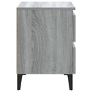 sengebord med metalben 40x35x50 cm grå sonoma-eg