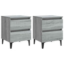 sengeborde 2 stk. med metalben 40x35x50 cm grå sonoma-eg