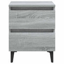 sengeborde 2 stk. med metalben 40x35x50 cm grå sonoma-eg