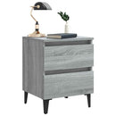sengeborde 2 stk. med metalben 40x35x50 cm grå sonoma-eg
