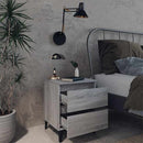 sengeborde 2 stk. med metalben 40x35x50 cm grå sonoma-eg