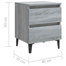 sengeborde 2 stk. med metalben 40x35x50 cm grå sonoma-eg