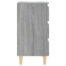 sengebord med massive træben 40x35x69 cm grå sonoma-eg