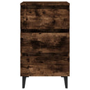 sengebord med metalben 40x35x69 cm røget egetræsfarve