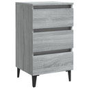 sengebord med metalben 40x35x69 cm grå sonoma-eg