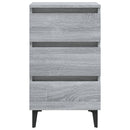 sengebord med metalben 40x35x69 cm grå sonoma-eg