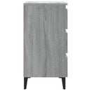 sengebord med metalben 40x35x69 cm grå sonoma-eg