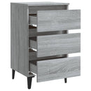 sengebord med metalben 40x35x69 cm grå sonoma-eg