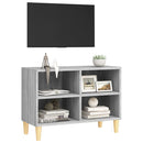 tv-bord med massive træben 69,5x30x50 cm grå sonoma-eg