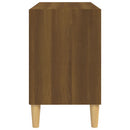 tv-bord med massive træben 69,5x30x50 cm brun eg