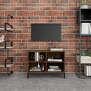 tv-bord med metalben 69,5x30x50 cm røget eg