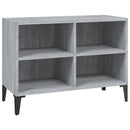 tv-bord med metalben 69,5x30x50 cm grå sonoma-eg