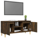 tv-bord med massive træben 103,5x35x50 cm røget egetræsfarve