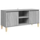 tv-bord med massive træben 103,5x35x50 cm grå sonoma-eg