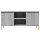 tv-bord med massive træben 103,5x35x50 cm grå sonoma-eg