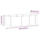 plantekasse 152x80x36 cm galvaniseret stål sølvfarvet