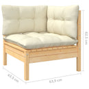 loungesæt til haven 9 dele cremefarvede hynder massivt fyrretræ