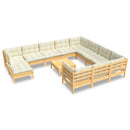 loungesæt til have 12 dele cremefarvede hynder fyrretræ
