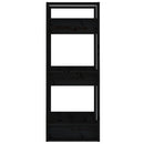 bogreol/rumdeler 41x35x91 cm massivt fyrretræ sort
