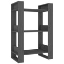 bogreol/rumdeler 60x35x91 cm massivt fyrretræ grå