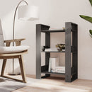 bogreol/rumdeler 60x35x91 cm massivt fyrretræ grå