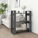 bogreol/rumdeler 80x35x91 cm massivt fyrretræ grå