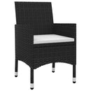 spisebordssæt til haven 3 dele med hynder polyrattan og glas