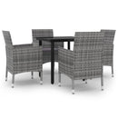 spisebordssæt til haven 5 dele med hynder polyrattan og glas