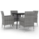 spisebordssæt til haven 5 dele med hynder polyrattan og glas