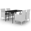 spisebordssæt til haven 5 dele med hynder polyrattan og glas