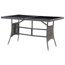 havebord 140 x 80 x 74 cm polyrattan grå