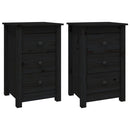 sengeborde 2 stk. 40x35x61,5 cm massivt fyrretræ sort